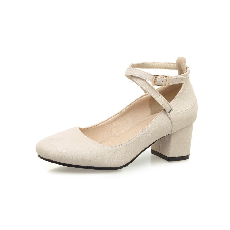 Women Ankle Strap Buckle High Heel Pumps