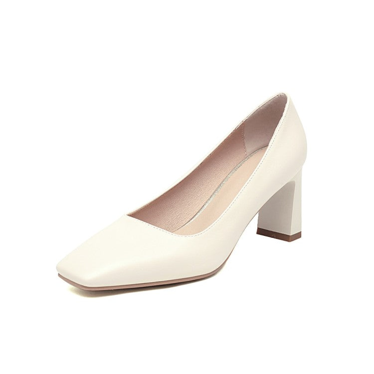 Women Square Toe High Heel Pumps