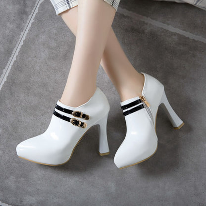 Women Double Buckle High Heels