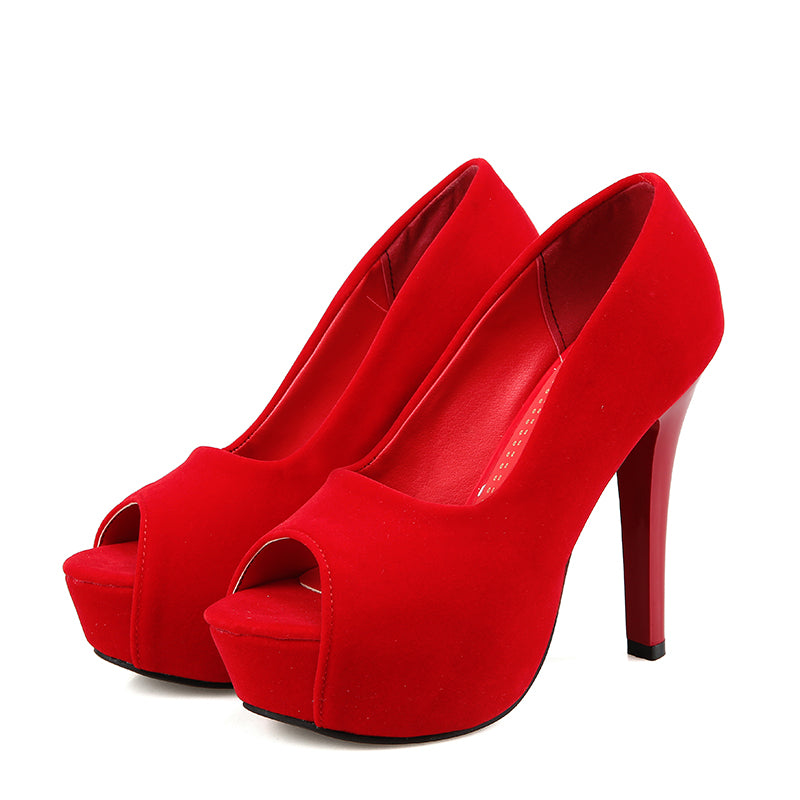 Women Peep Toe High Heels Platform Pumps