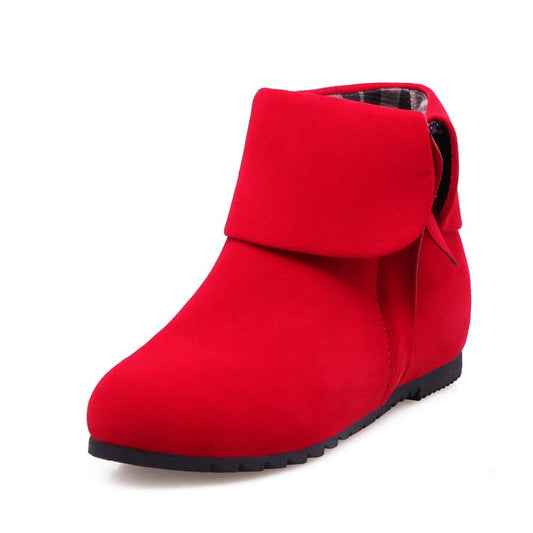 Women Suede Wedges Heel Short Boots