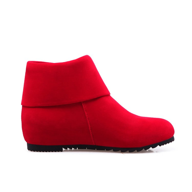 Women Suede Wedges Heel Short Boots