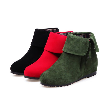 Women Suede Wedges Heel Short Boots