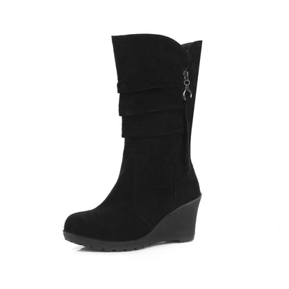 Women Wedge Heel Mid Calf Boots