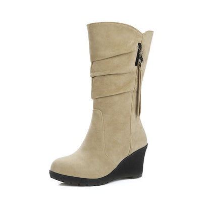 Women Wedge Heel Mid Calf Boots