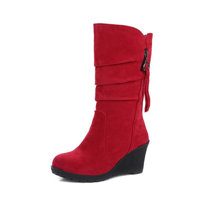 Women Wedge Heel Mid Calf Boots