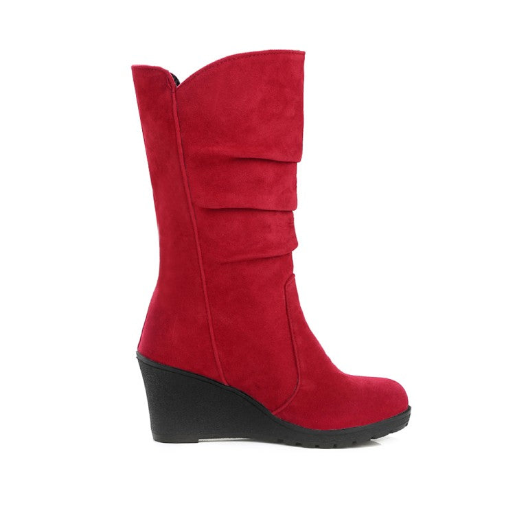 Women Wedge Heel Mid Calf Boots