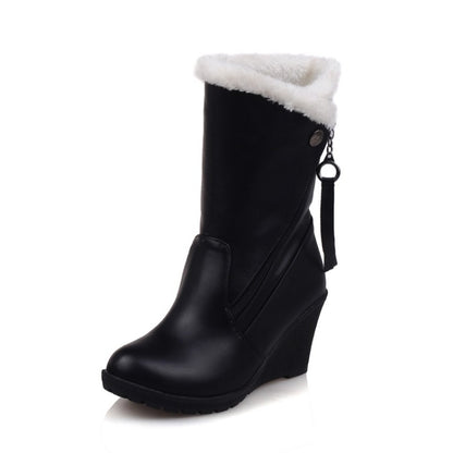 Women Wedges Heels Short Snow Boots