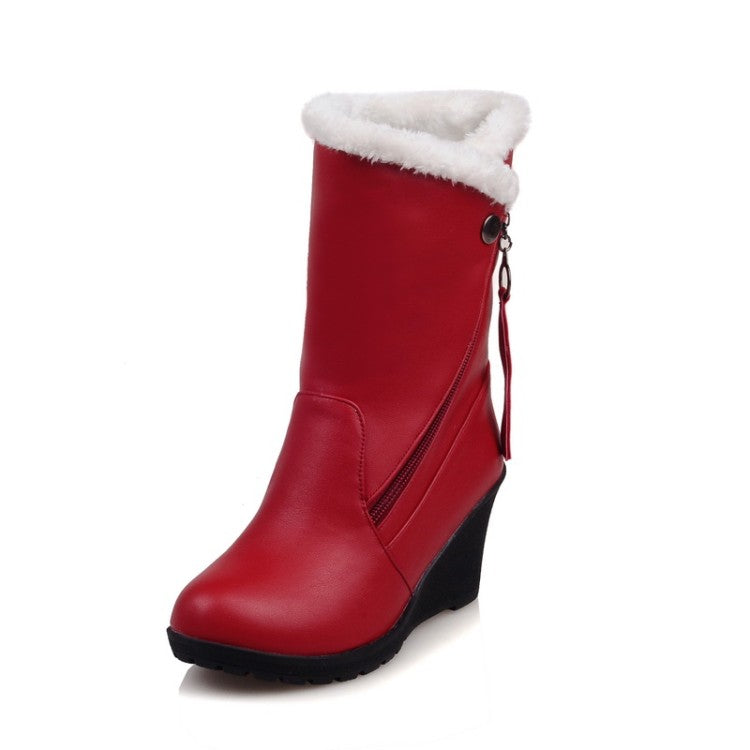 Women Wedges Heels Short Snow Boots