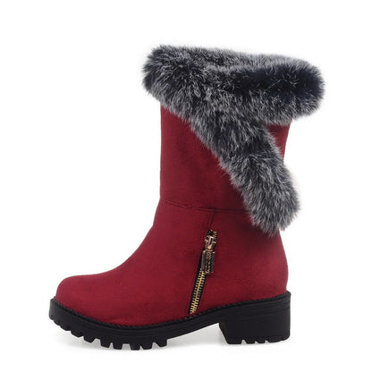 Women Mid Heel Mid Calf Snow Boots