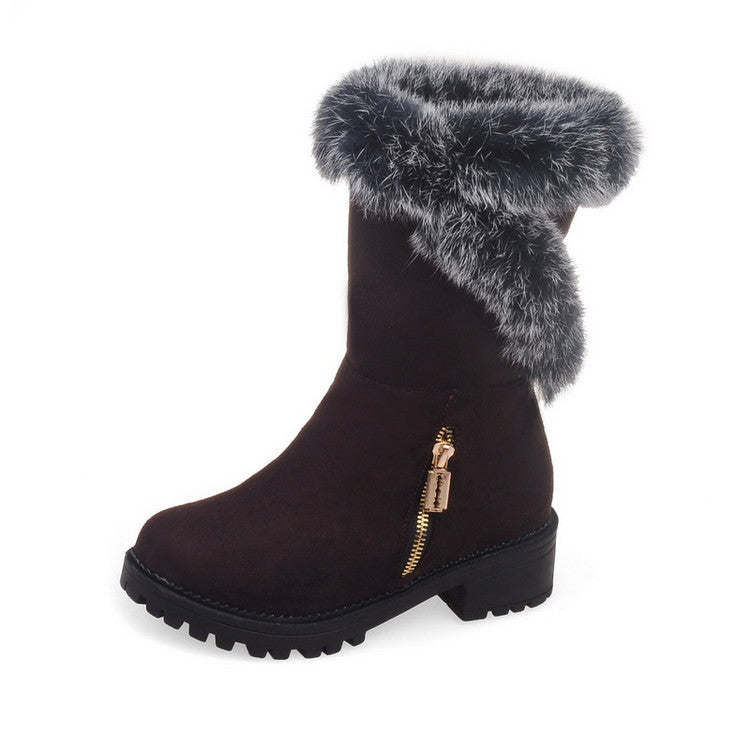 Women Mid Heel Mid Calf Snow Boots