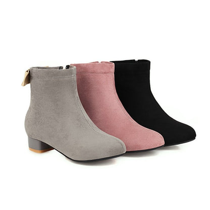 Women Back Bowtie Low Heel Short Boots