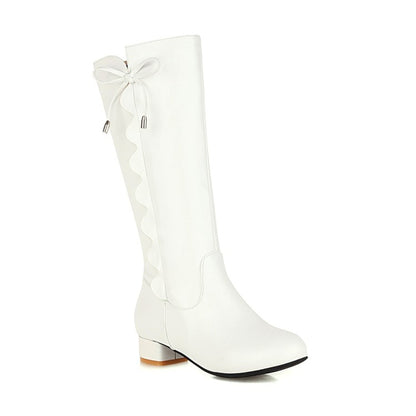 Women Knot Low Heel Mid Calf Boots