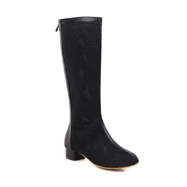 Women Heels Mesh Knee High Boots