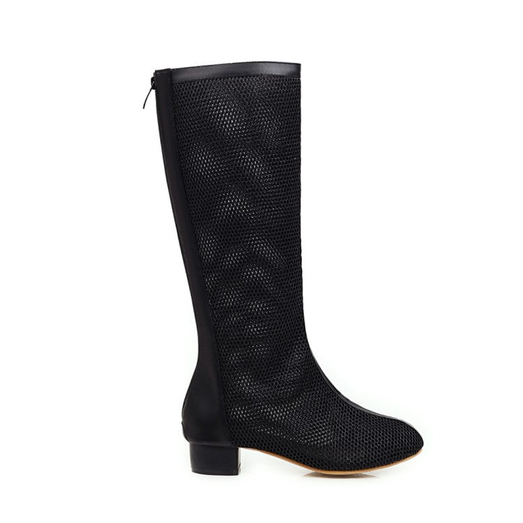 Women Heels Mesh Knee High Boots