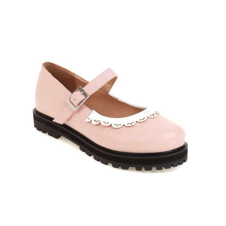 Women Platform Flats Mary Jane Shoes