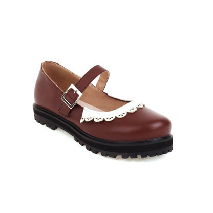 Women Platform Flats Mary Jane Shoes