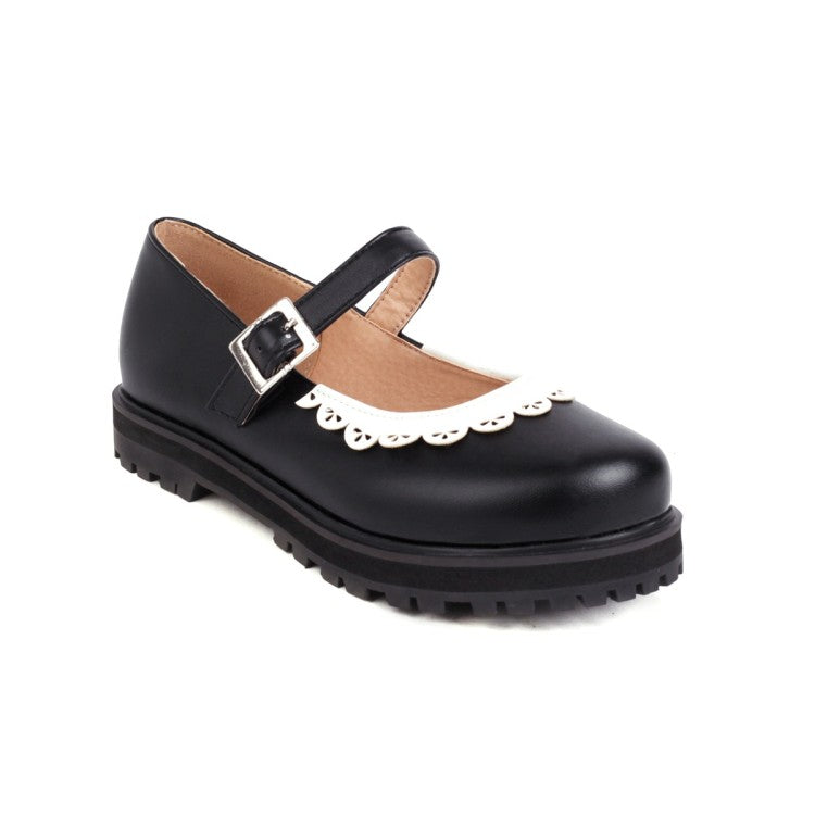 Women Platform Flats Mary Jane Shoes