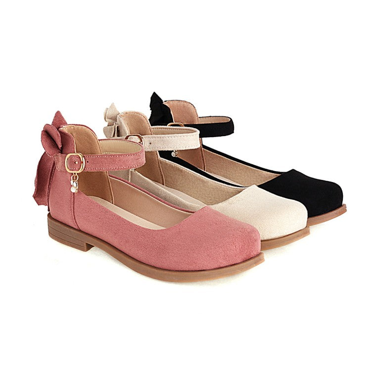 Women Back Bowtie Flats Mary Jane Shoes