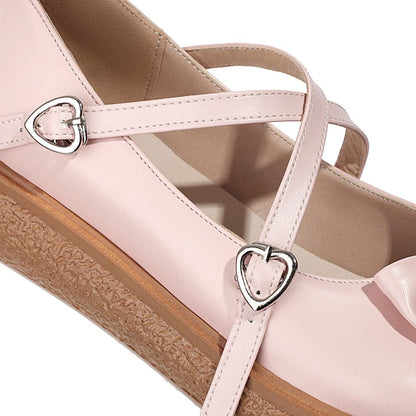 Women Cross Straps Flats Shoes with Bowtie