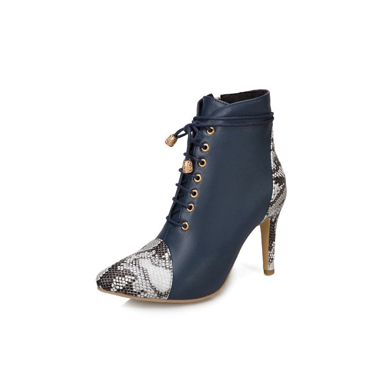 Women Snake-print High Heel Short Boots