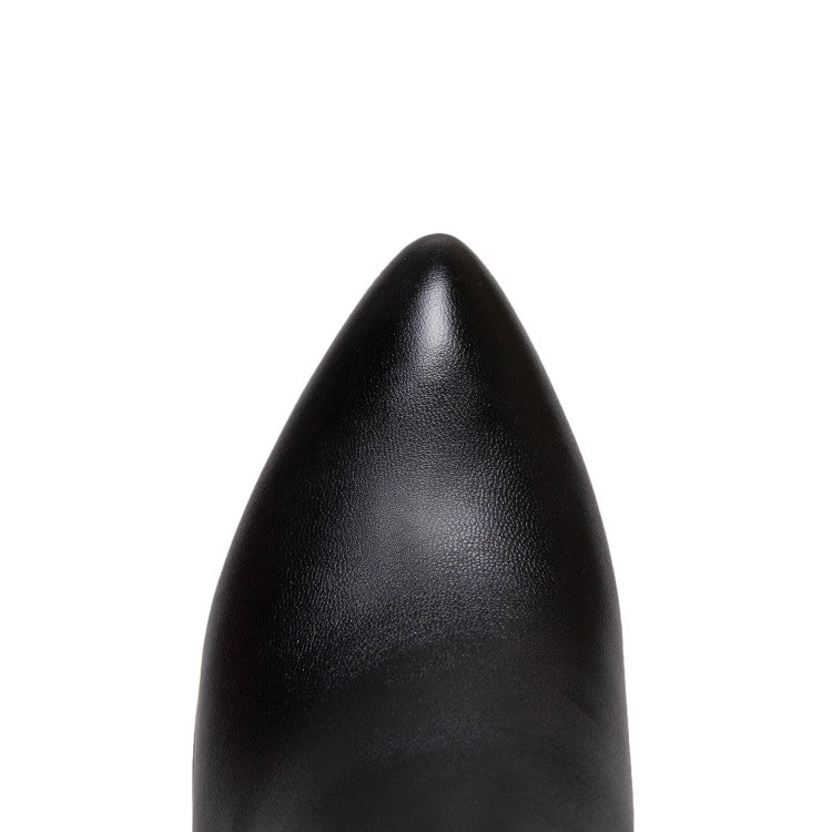 Women Pointed Toe Snake-print High Heel Short Boots