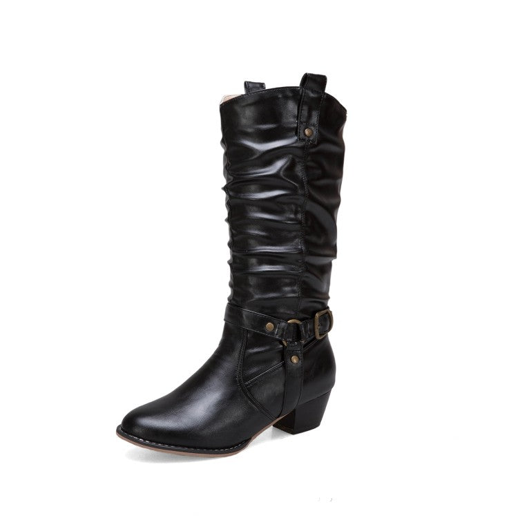 Bucke Belt Mid Calf Boots for Women