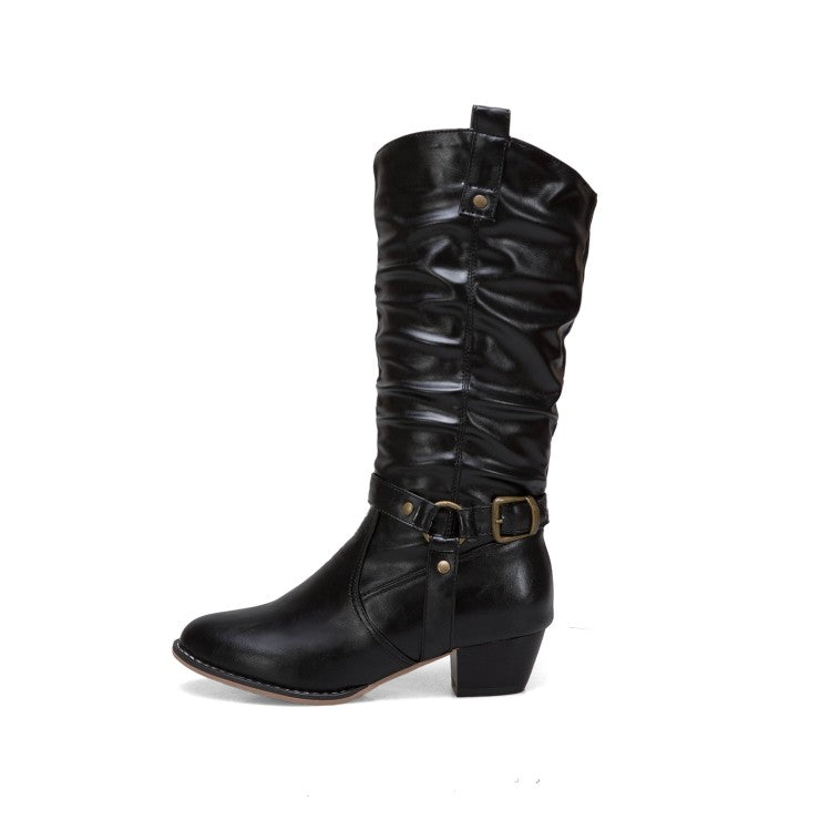 Bucke Belt Mid Calf Boots for Women