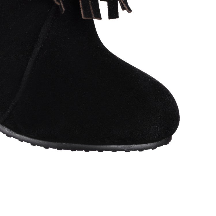 Women Tassel High Heels Short Boots