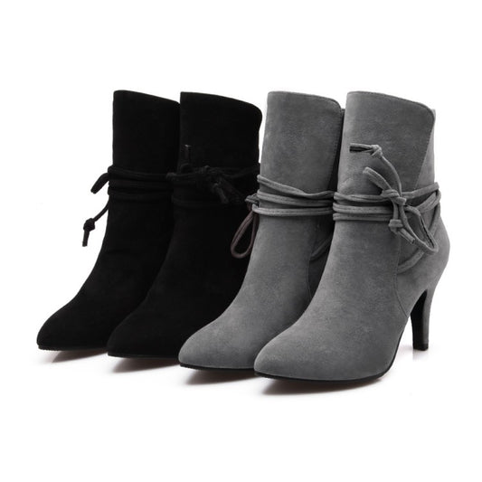 Women Knot High Heels Short Boots