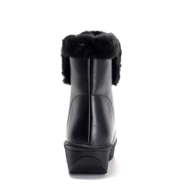 Women Winter Wedge Heels Down Short Snow Boots