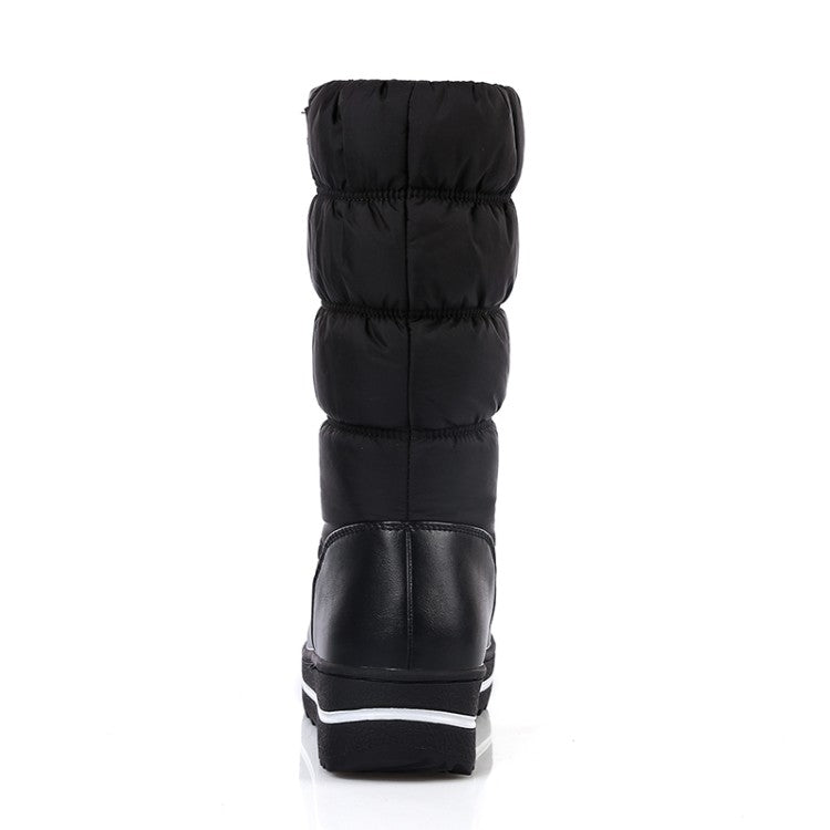 Women Wedges Heels Winter Down Mid Calf Snow Boots