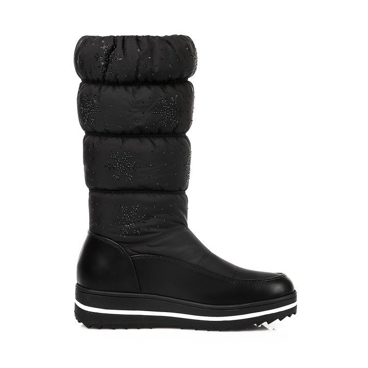 Women Heels Water Proof Winter Down Mid Calf Snow Boots