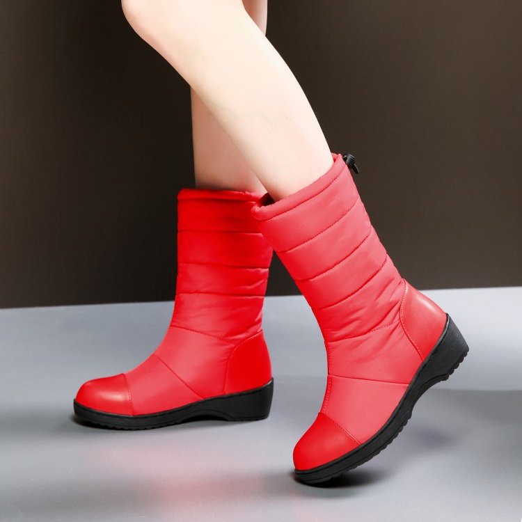 Women Heels Warm Winter Down Mid Calf Snow Boots