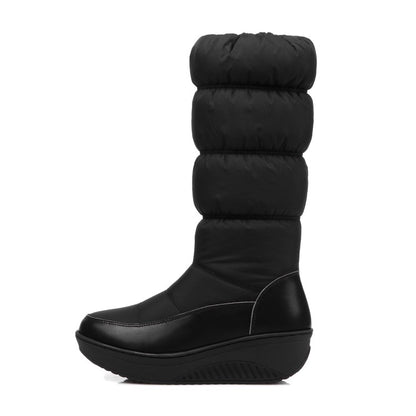 Women Wedge Heels Winter Down Mid Calf Snow Boots