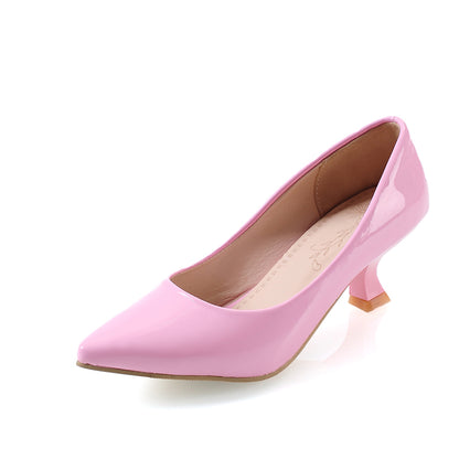 Women Jellow Shoes Chunky Heel Pumps