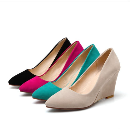 Women Heels Suede Platform Wedge Shoes