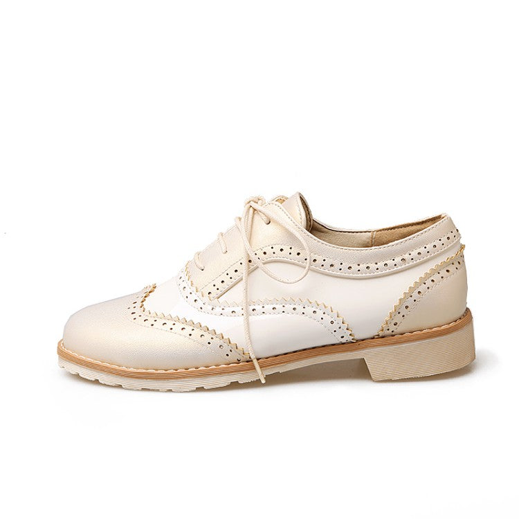 Women Lace Up Flats Oxford Shoes