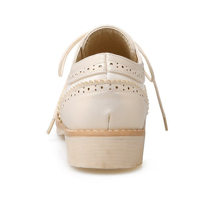 Women Lace Up Flats Oxford Shoes