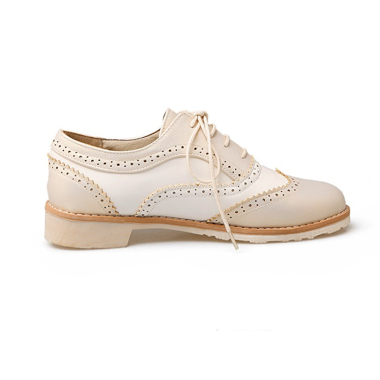 Women Lace Up Flats Oxford Shoes