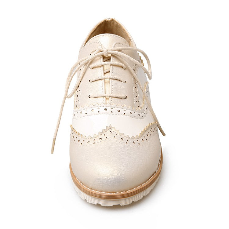 Women Lace Up Flats Oxford Shoes