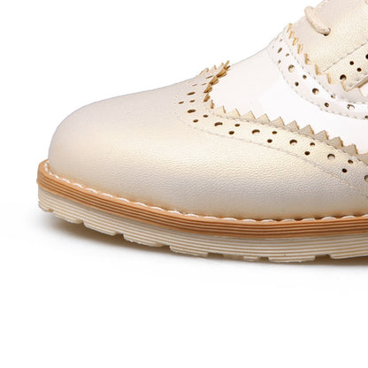 Women Lace Up Flats Oxford Shoes