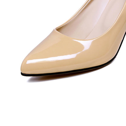 Women Pointed Toe Block Heels Pumps