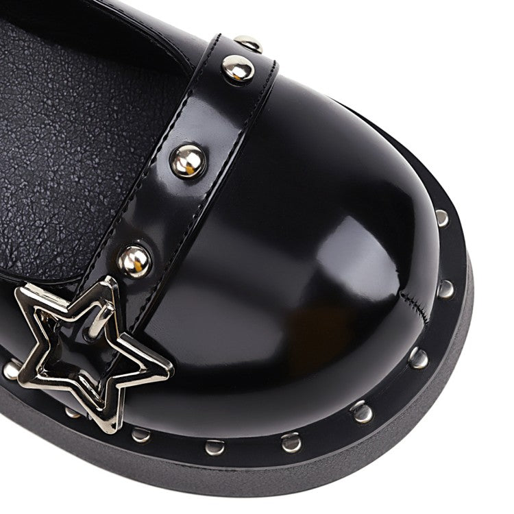 Women Star-shaped Rivets Platform Wedge Heels Shoes