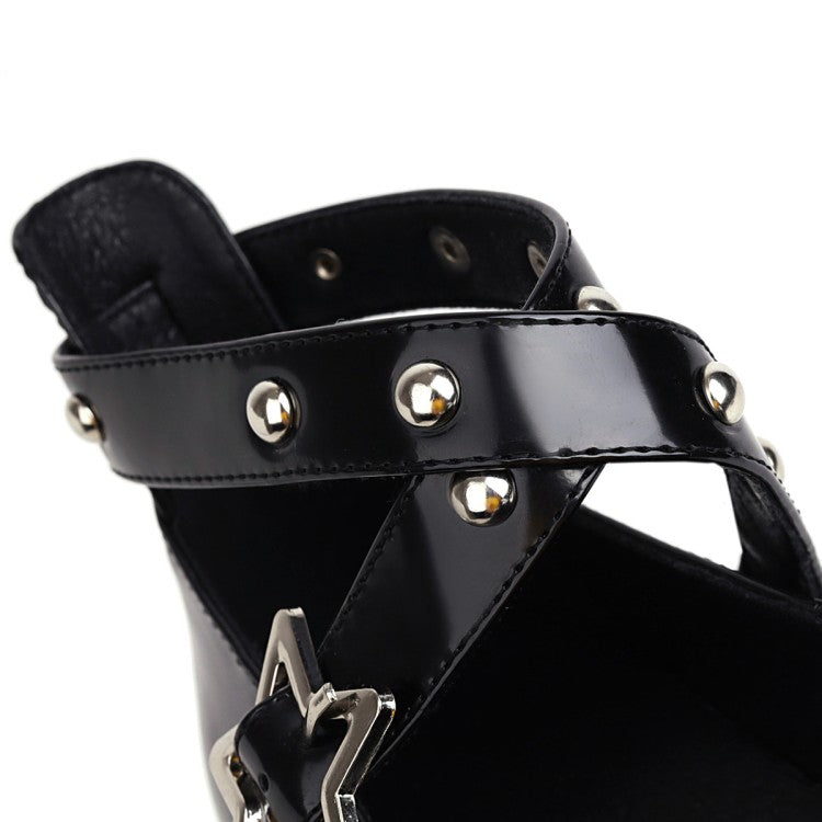 Women Star-shaped Rivets Platform Wedge Heels Shoes