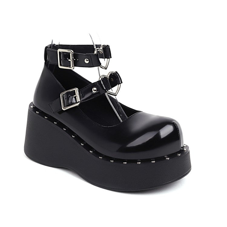 Women Love-shaped Platform Wedge Heels Shoes