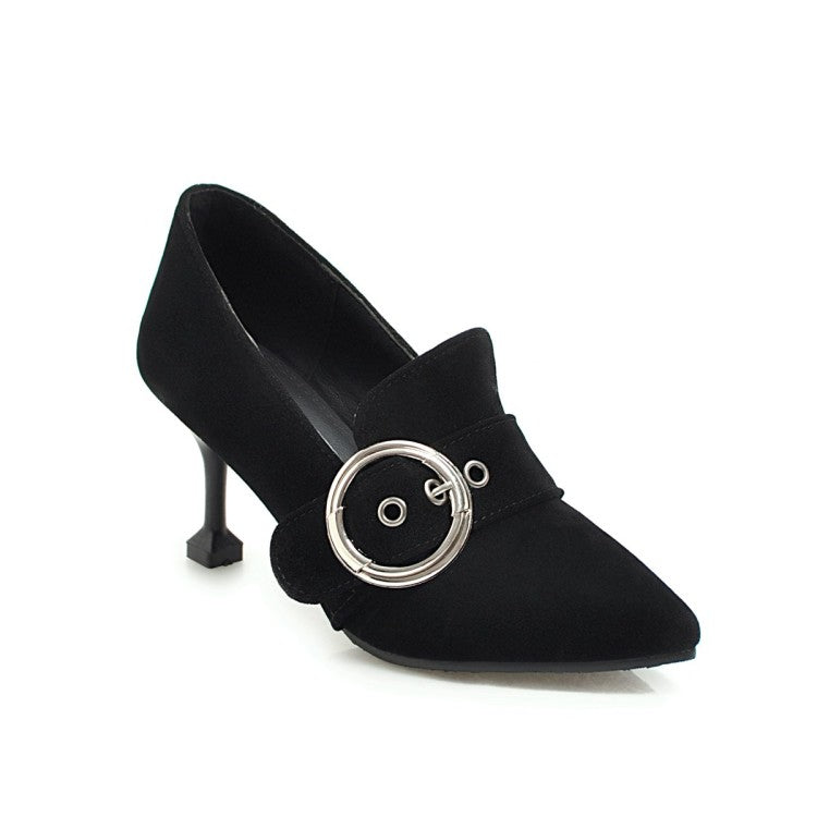 Pointed Toe Metal Circle Women High Heels Shoes