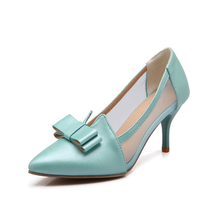 Pointed Toe Bowtie Women High Heels Stiletto Pumps