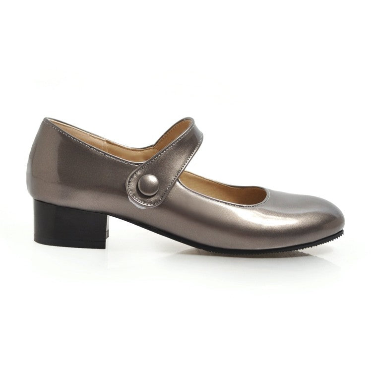 Women Mary Jane Block Heels Pumps