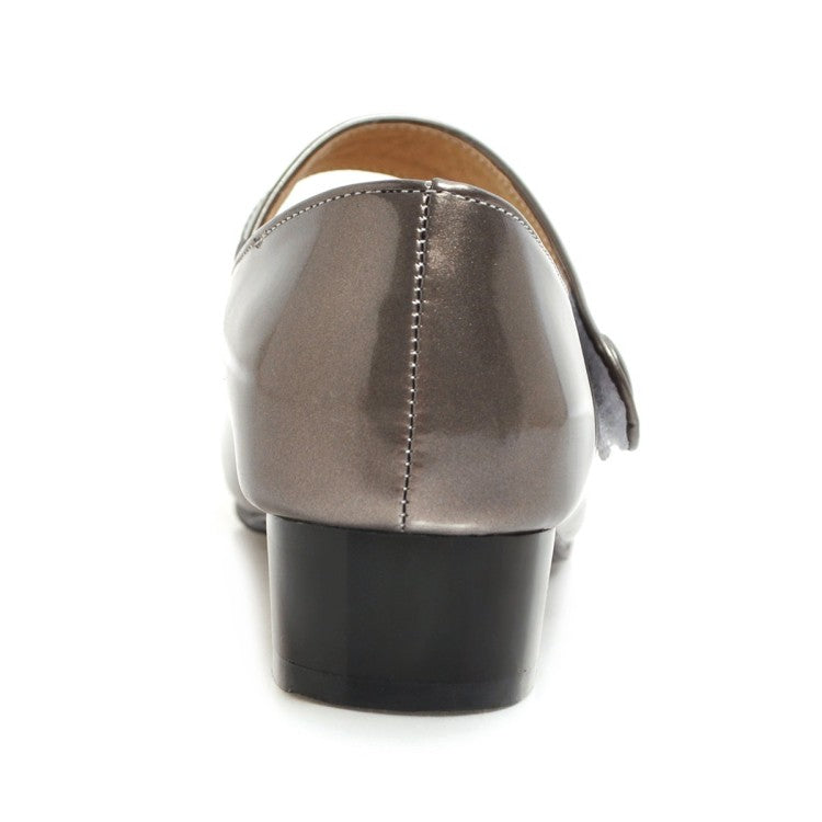 Women Mary Jane Block Heels Pumps
